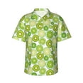 thumbnail image 1 of Xecao Kiwi Lemon print Hawaiian shirt - a stylish short-sleeve button-down for men, perfect for casual beach and tropical outings., 1 of 9