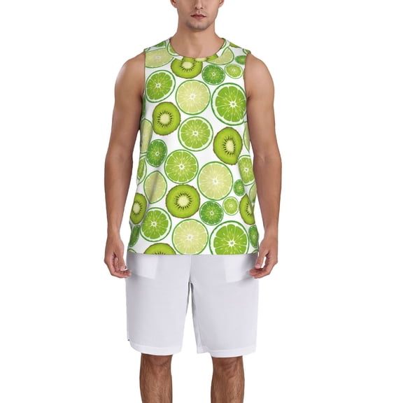 Xecao Kiwi Lemon print basketball shirt for both men and women, a unisex basketball jersey perfect for theme parties-Medium