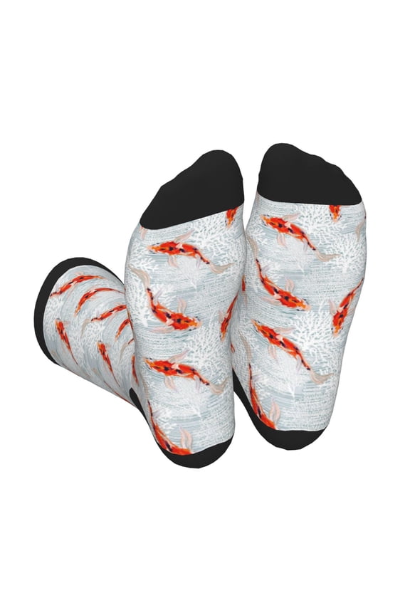 Koi Fish Corals,Spring Summer Print Crew Socks for Men and Women, Men's Soft Moisture-wicking Sock