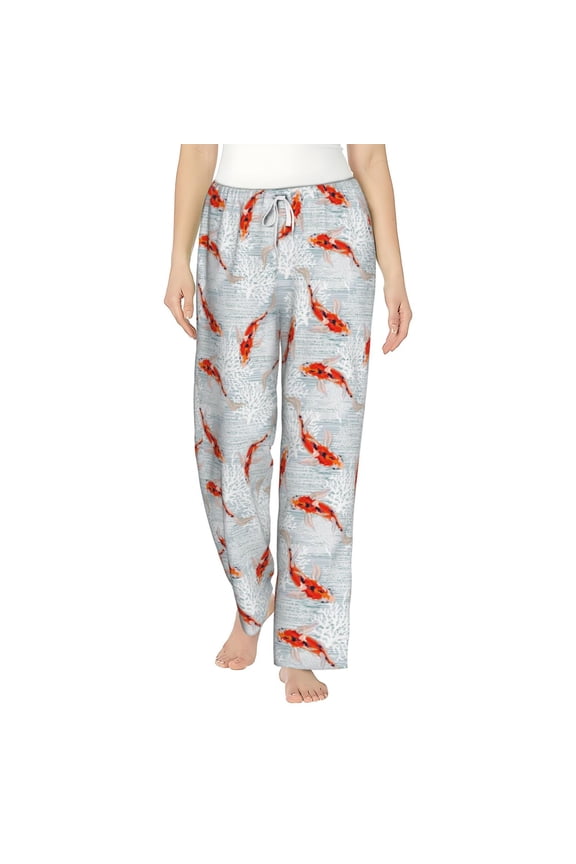 Koi Fish Corals,Spring Summer Women's Straight Lounge Pajama Pants: The Epitome of Relaxed Sleepwear