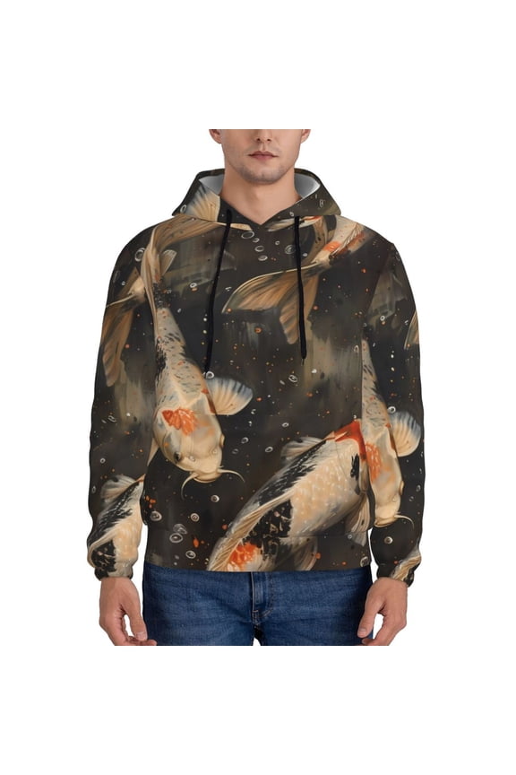 Koi Fish Tranquility Pattern Men's Adult Pullover Hoodie,Hooded Sweatshirt-Medium