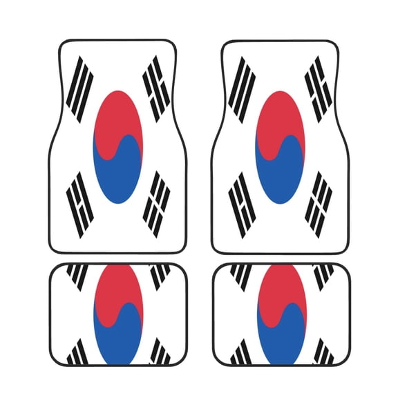 Xecao Korea Print Car Foot Mat Set of 4 Pieces Neoprene All-Weather Dust-Proof Stain-resistantCar Interior Decorative mats Non-Slip Mats