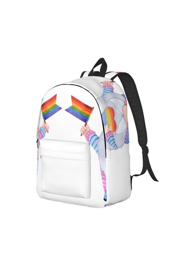 LGBT Gnomes Canvas College Laptop Backpack, a durable rucksack designed for both men and women, ideal for travel, school, and daily use-Small