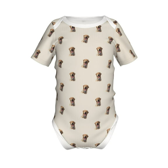 Xecao Labrador Retriever Dog Pattern Baby Climbing Bodysuit Short Sleeve Onesie Unisex 0-12 Months Baby Shirt Newborn Outfits Crotch snap design-6 Months