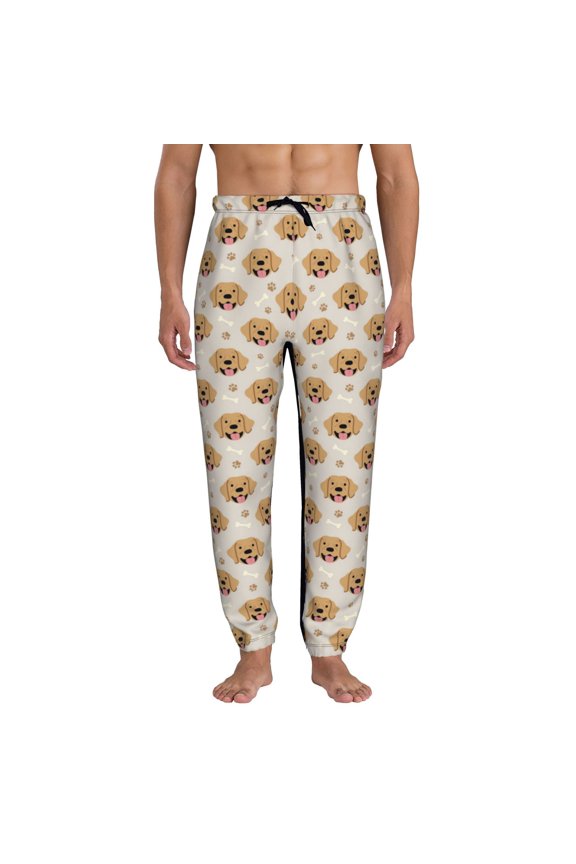 Labrador Retriever Dog Print Active Tech Joggers for Men, Mens Sweatpants Lounge Pants with Pockets-Small
