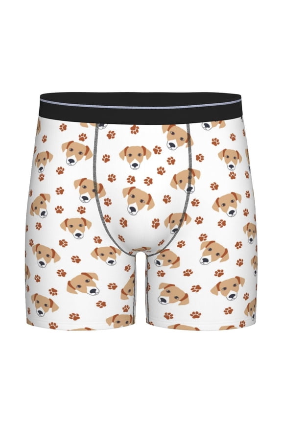 Labrador Retriever Dog Print Boxer Briefs for Men's Stretch Moisture-Wicking Underwear, Mid-Rise Classics breathable fabric