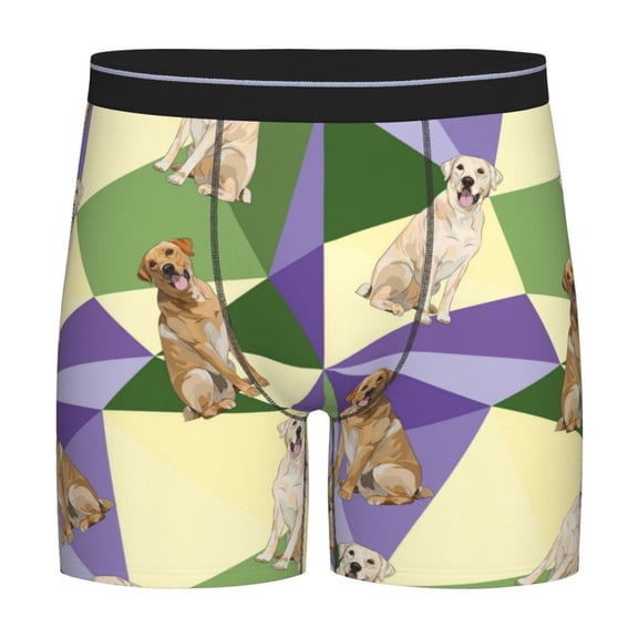 Xecao Labrador Retriever Dog Print Boxer Briefs for Men's Stretch Moisture-Wicking Underwear, Mid-Rise Classics breathable fabric