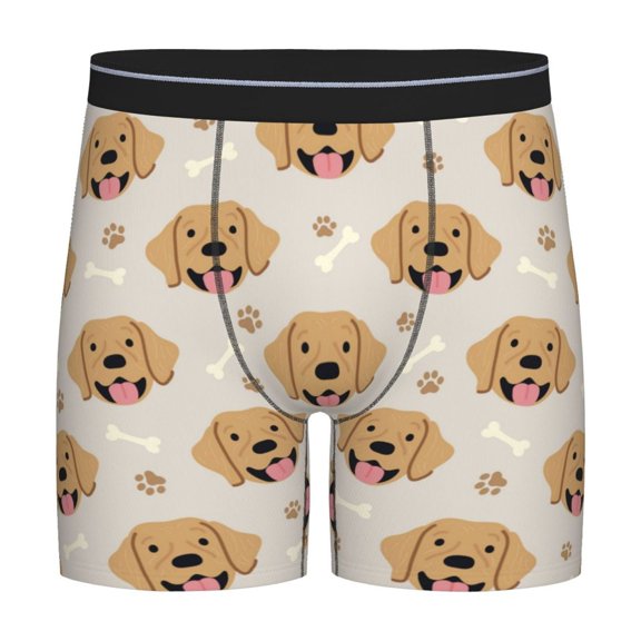 Xecao Labrador Retriever Dog Print Boxer Briefs for Men's Stretch Moisture-Wicking Underwear, Mid-Rise Classics breathable fabric