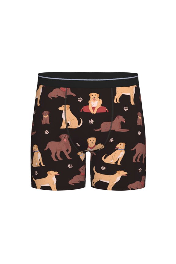 Labrador Retriever Dog Print Boxer Briefs for Men's Stretch Moisture-Wicking Underwear, Mid-Rise Classics breathable fabric