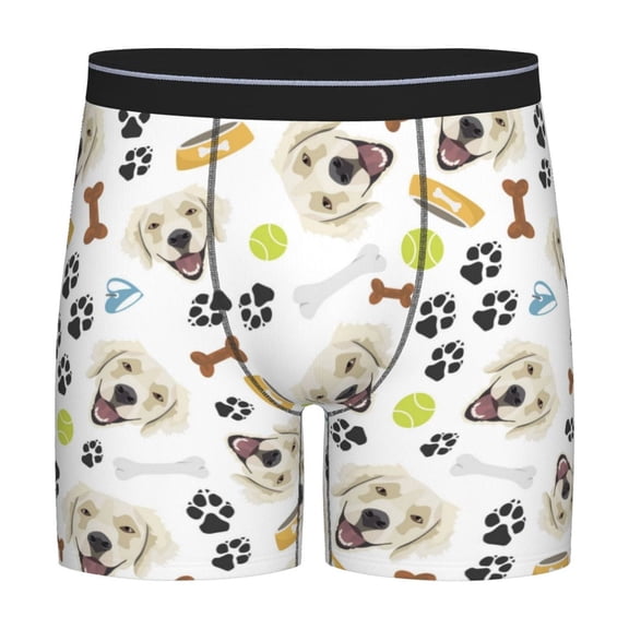 Xecao Labrador Retriever Dog Print Boxer Briefs for Men's Stretch Moisture-Wicking Underwear, Mid-Rise Classics breathable fabric