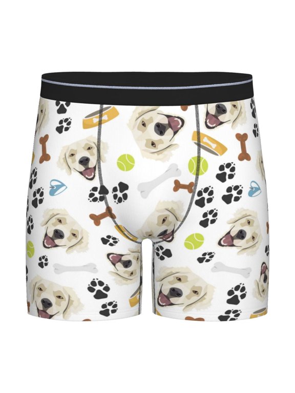 Labrador Retriever Dog Print Boxer Briefs for Men's Stretch Moisture-Wicking Underwear, Mid-Rise Classics breathable fabric