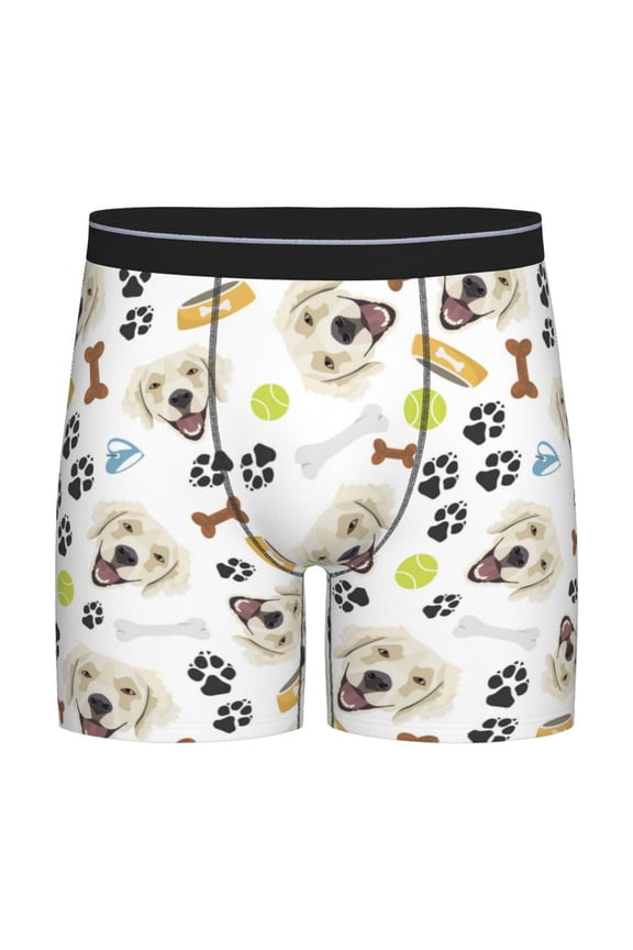 Labrador Retriever Dog Print Boxer Briefs for Men's Stretch Moisture-Wicking Underwear, Mid-Rise Classics breathable fabric