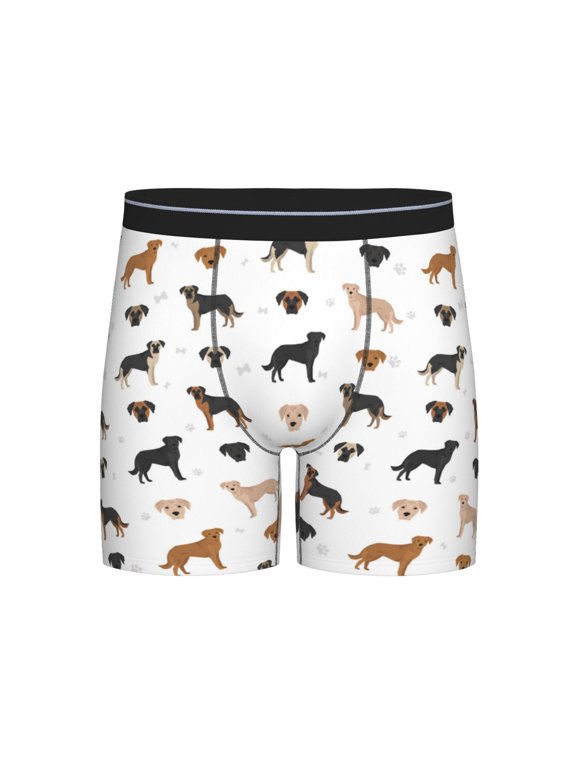 Labrador Retriever Dog Print Boxer Briefs for Men's Stretch Moisture-Wicking Underwear, Mid-Rise Classics breathable fabric