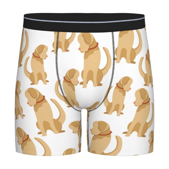 Xecao Labrador Retriever Dog Print Boxer Briefs for Men's Stretch Moisture-Wicking Underwear, Mid-Rise Classics breathable fabric