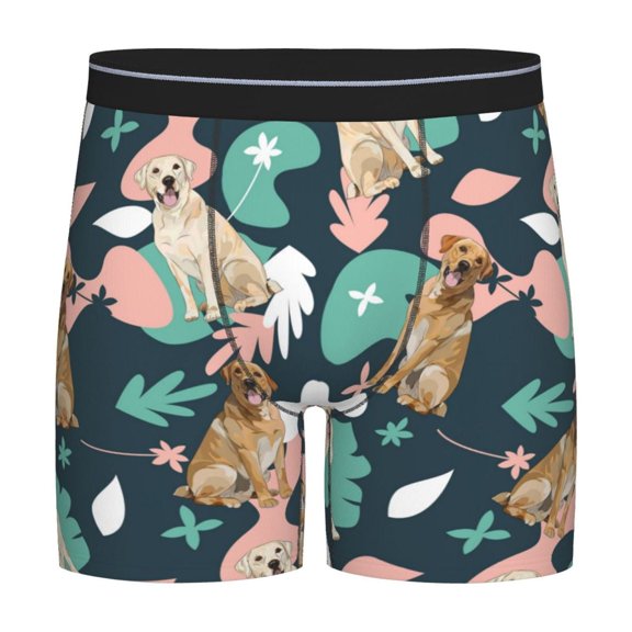 Xecao Labrador Retriever Dog Print Boxer Briefs for Men's Stretch Moisture-Wicking Underwear, Mid-Rise Classics breathable fabric