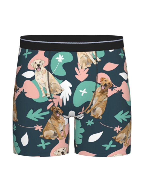 Labrador Retriever Dog Print Boxer Briefs for Men's Stretch Moisture-Wicking Underwear, Mid-Rise Classics breathable fabric