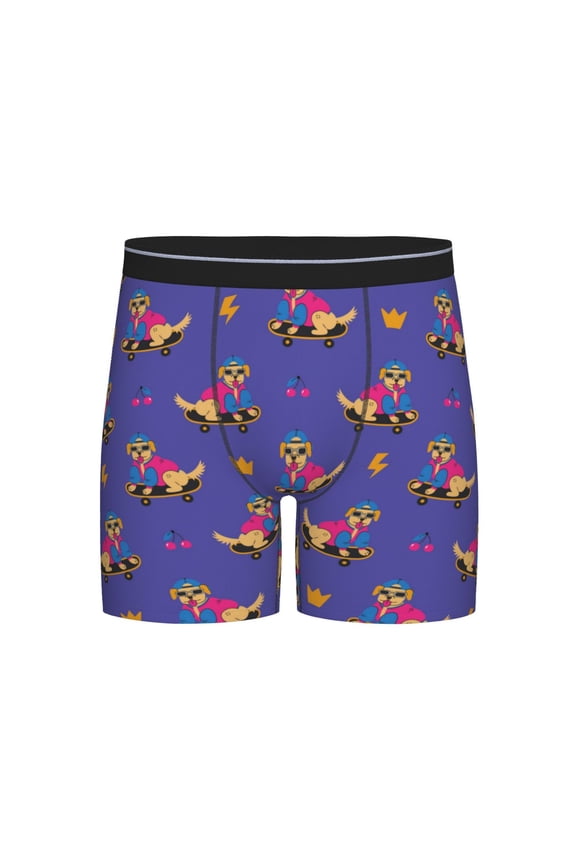 Labrador Retriever Dog Print Boxer Briefs for Men's Stretch Moisture-Wicking Underwear, Mid-Rise Classics breathable fabric