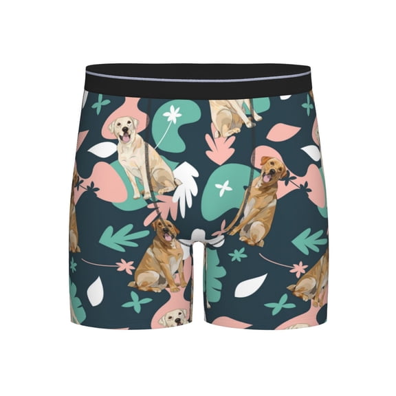 Xecao Labrador Retriever Dog Print Boxer Briefs for Men's Stretch Moisture-Wicking Underwear, Mid-Rise Classics breathable fabric