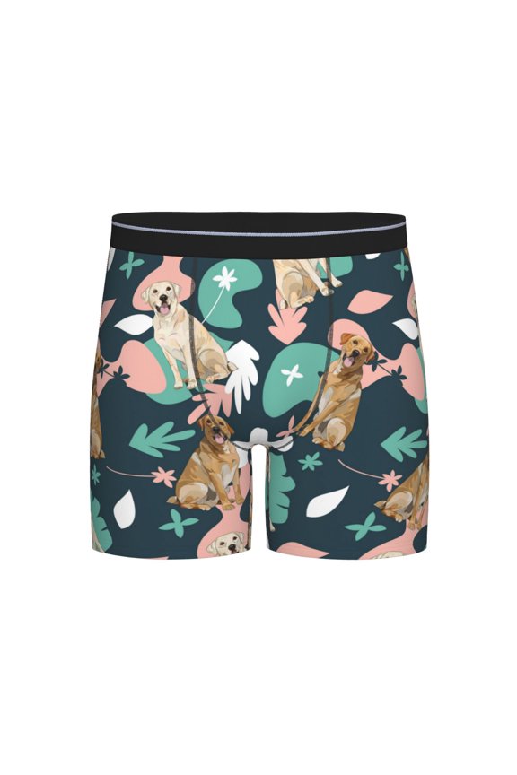 Labrador Retriever Dog Print Boxer Briefs for Men's Stretch Moisture-Wicking Underwear, Mid-Rise Classics breathable fabric