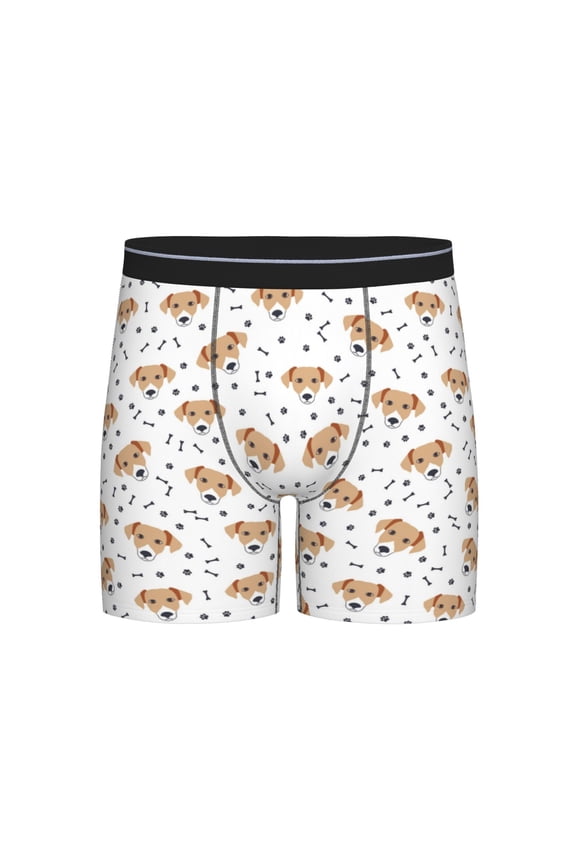 Labrador Retriever Dog Print Boxer Briefs for Men's Stretch Moisture-Wicking Underwear, Mid-Rise Classics breathable fabric