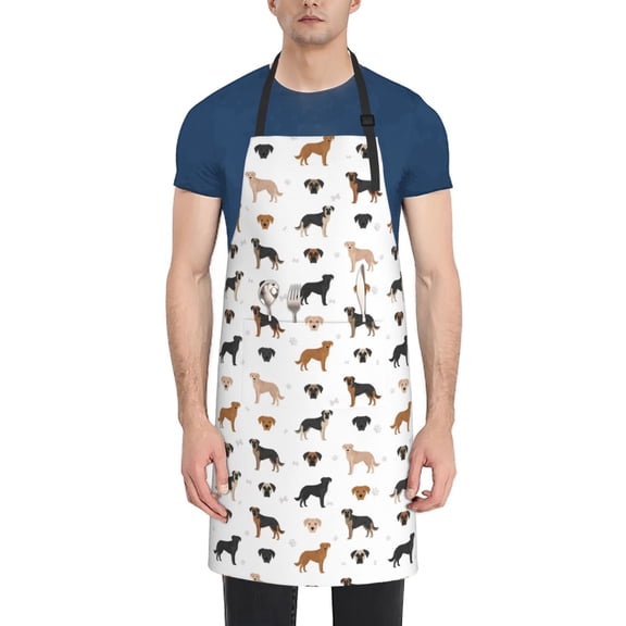 Xecao Labrador Retriever Dog Print Kitchen Cooking Aprons, Waterproof Adjustable Bib Aprons with 2 Pockets for Women Men Chef
