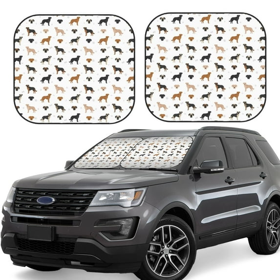 Xecao Labrador Retriever Dog for Foldable Car Sun Shades (2-Pack) offer sun protection with an easy-fold design for convenient windshield shading.