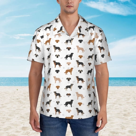 Xecao Labrador Retriever Dog print Hawaiian shirt - a stylish short-sleeve button-down for men, perfect for casual beach and tropical outings.