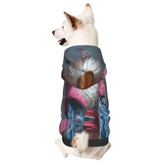Xecao Lady Duck Pattern Sweatshirts Winter Pet Dog Hoodie Puppy Coat Dog Sweaters Dog Clothes with Hat Dog Clothes Costume Outfit,Small Pets Wear-Medium