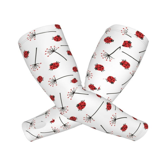 Xecao Ladybug With Dandelion Print Cooling Arm Sleeves, UPF 50 UV Sun Protection Sports Compression ,Tattoo Cover Up ,Sports Sleeve for Basketball Golf Football