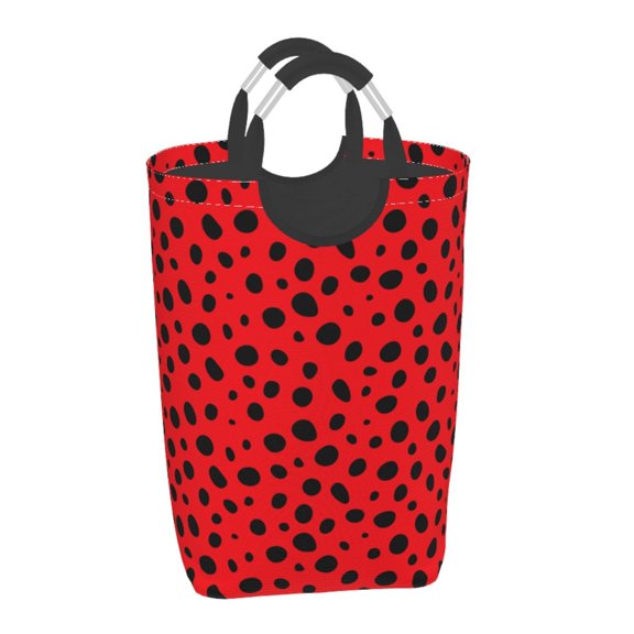 Xecao Ladybug Dotted for Laundry Basket,Collapsible Large Laundry Hamper,Wash Bag for Laundry Room, Rolling Laundry Basket with Handles