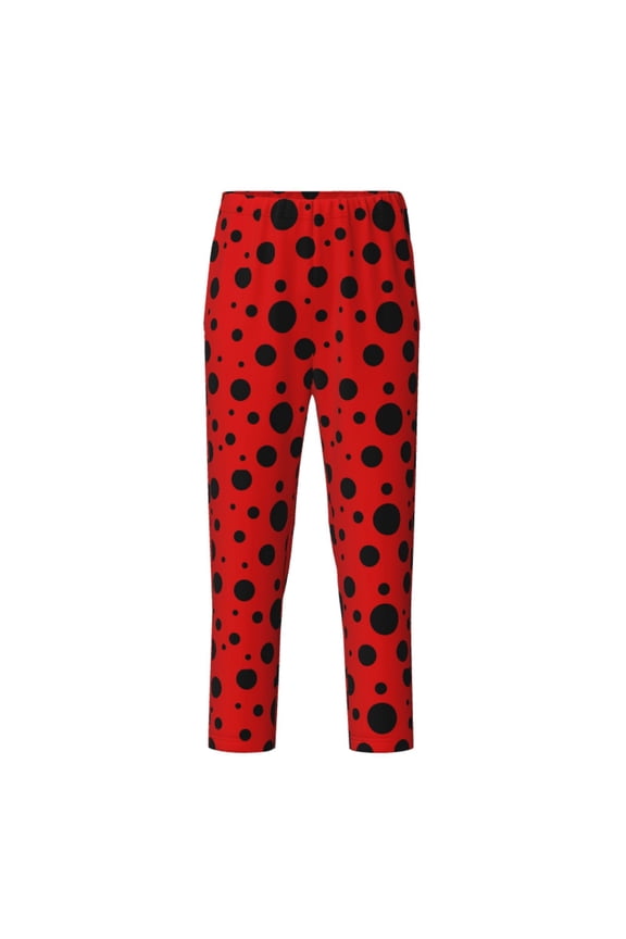 Ladybug Pattern Print Teenagers' Pajama Pants Long Sleep Pants Soft Elastic Waist Pajama Bottoms Elastic waist with 2 Pockets 5-16 Years-Large