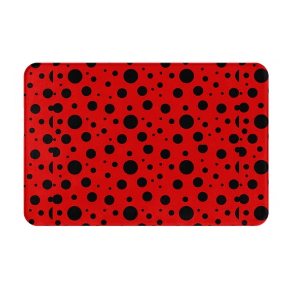 Xecao Ladybug Pattern print Flannel Mat: Non-slip, 16x24in. Ideal for kitchen, bedroom, bath & living room.