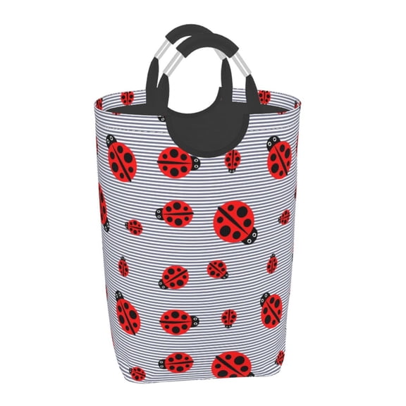 Xecao Ladybug for Laundry Basket,Collapsible Large Laundry Hamper,Wash Bag for Laundry Room, Rolling Laundry Basket with Handles