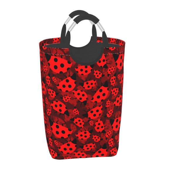 Xecao Ladybugs 1 for Laundry Basket,Collapsible Large Laundry Hamper,Wash Bag for Laundry Room, Rolling Laundry Basket with Handles