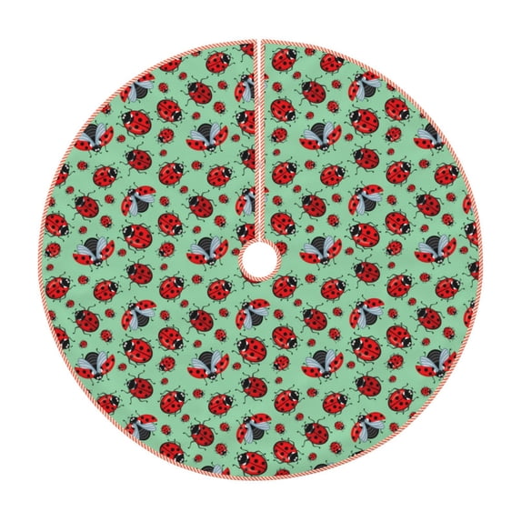 Xecao Ladybugs 3 Pattern Christmas Tree Skirt Round Xmas Tree Mat Base Cover for Holiday Home Decorations-30"