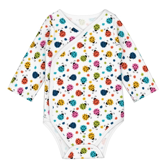 Xecao Ladybugs And Flowers Print Baby unisex-baby Cotton Long-sleeve Bodysuits-2 Years