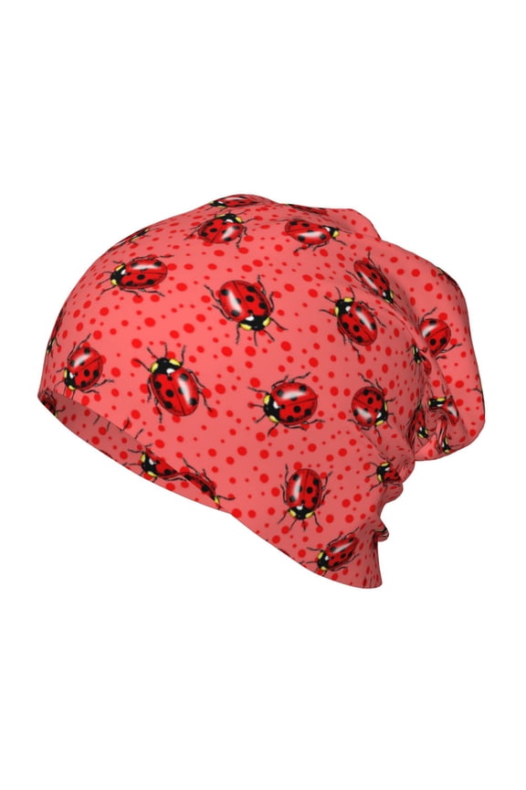 Ladybugs On Red Polka Dot Print Beanie Hat Toddler Girls Boys, Baby Hats Winter Warm Knitted Thermal, Kids Winter Caps