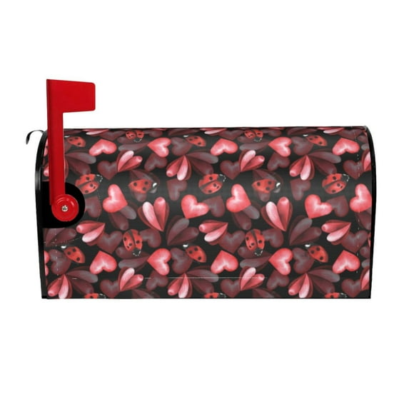 Xecao Ladybugs and Red Hearts for Mailbox Cover with Magnetic Strips, Waterproof and Sunscreen, Adds a Decorative Touch to Your Garden Yard.