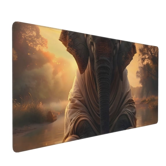 Xecao Lake Meditating Elephant Print Large Mouse Pad, 16x35.5in Mousepad, Professional Non-Slip Rubber Base Big Mouse Pad, Mouse Pad for Gaming & Office Full Desk Mouse Pad