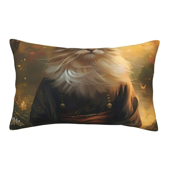 Xecao Lakeside Flower Field Cat for Decorative Throw Pillow Case for Couch,Sofa or Bed Set,Pillow Cover for Sofa Home Decor Ideal Gift-14"x20"