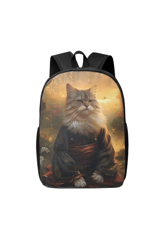 Lakeside Flower Field Cat print Travel Backpack, Large Computer Backpack for Men Women, College School Rucksack Book Bag