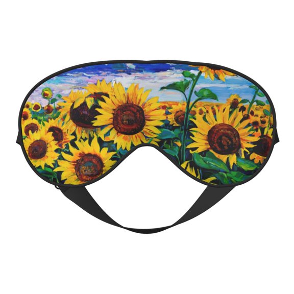 Xecao Landscape With Sunflowers for Soft Fluffy Sleeping Blindfold, Nap eye cover tailored for the utmost comfort for girls, women, kids, and adults.