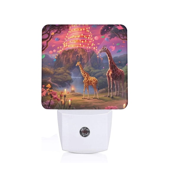 Xecao Lantern Giraffes Magical Forest for Night Light - a Wall-mounted LED Fixture with A Dusk-to-dawn Sensor, Ideal for Bedrooms, Bathrooms, Hallways, and Kitchens-UK