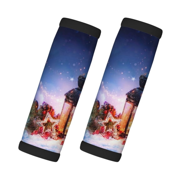 Xecao Lantern On Snow With Christmas Print 2 Pack Luggage Handles Wrap Grips Identifiers Bright Luggage Markers, Unique Travel Essentials,Bright Luggage Markers