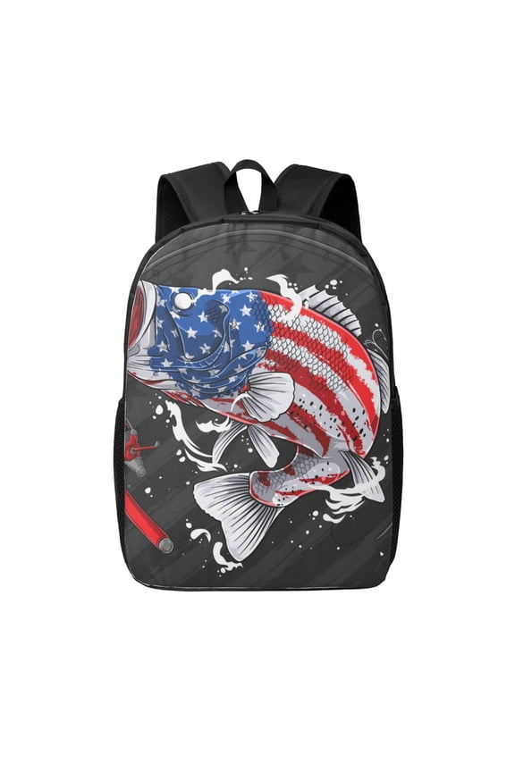 Largemouth Bass Fish in USA print Travel Backpack, Large Computer Backpack for Men Women, College School Rucksack Book Bag