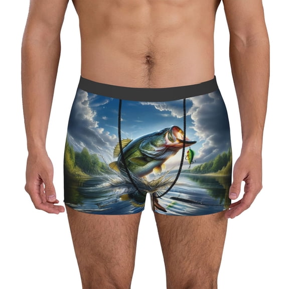 Xecao Largemouth Bass Jumping Out of The Water Men's Underwear Boxer Briefs Pack - Your ComfortSoft, Moisture-Wicking, and Breathable Choice for Men's Underwear-Small