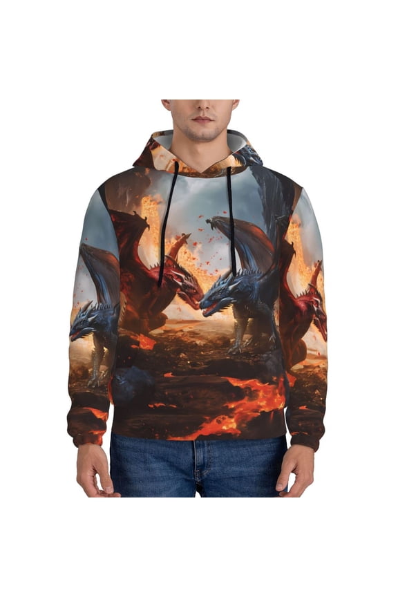 Lava Dragon Pattern Men's Adult Pullover Hoodie,Hooded Sweatshirt-Medium