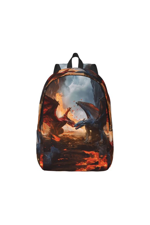 Lava Dragon for Canvas College Laptop Backpack, Durable Rucksack Travel Notebook Bag School Backpack Book Bag for Men Women