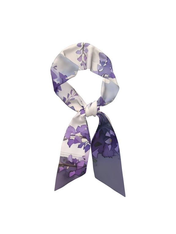 Lavender Blooms Window Pattern Large Satin Head Scarf - Satin Hair Scarves Silk Bandana Scarf Headscarf Silk Feeling Scarf for Women