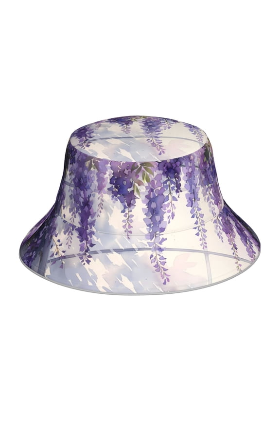 Lavender Blooms Window Print Men and Women Night Reflective Hat Runner Cap Visor Bucket Hat Boonie Cap